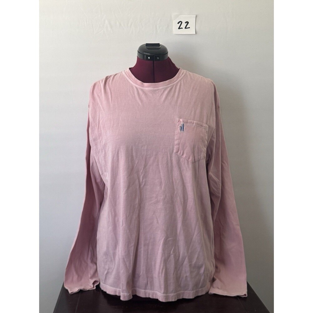 Johnnie-O Brennan Long Sleeve Pocket T Shirt Pink XL 100% Cotton Surf Casual